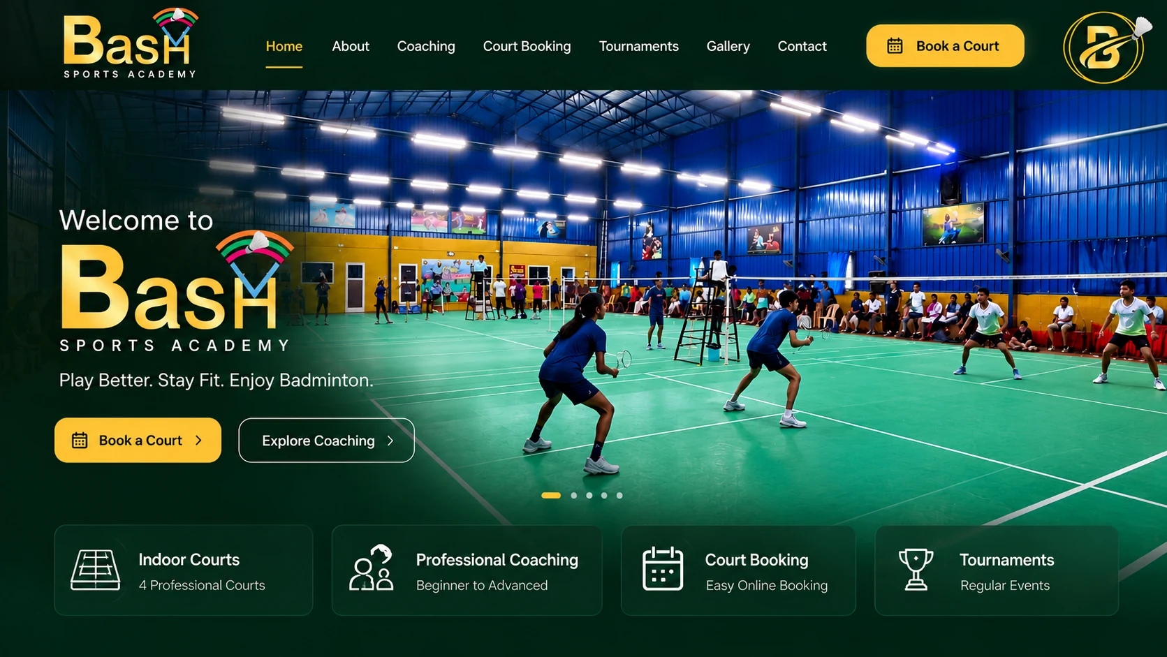BaSH Sports Academy indoor courts, coaching, tournaments and online court booking